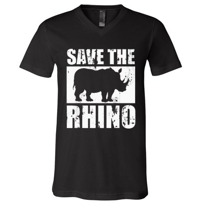 Save The Rhino V-Neck T-Shirt