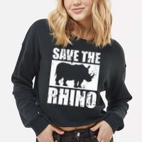 Save The Rhino Cropped Pullover Crew