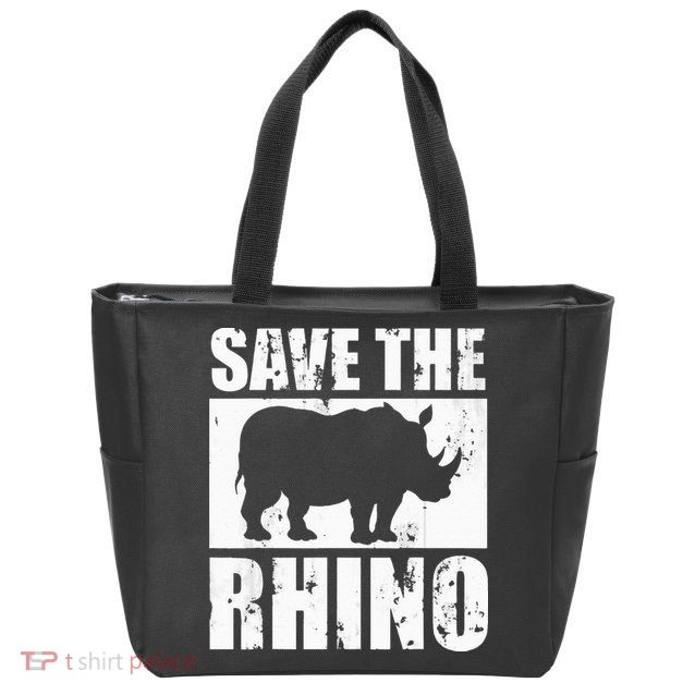 Save The Rhino Zip Tote Bag