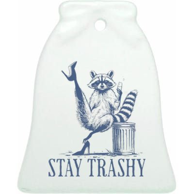 Stay Trashy Raccoon Funny Feminine Halloween Ceramic Bell Ornament