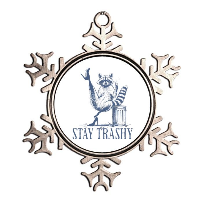 Stay Trashy Raccoon Funny Feminine Halloween Metallic Star Ornament