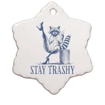 Stay Trashy Raccoon Funny Feminine Halloween Ceramic Star Ornament