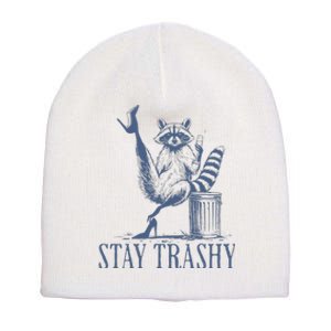 Stay Trashy Raccoon Funny Feminine Halloween Short Acrylic Beanie