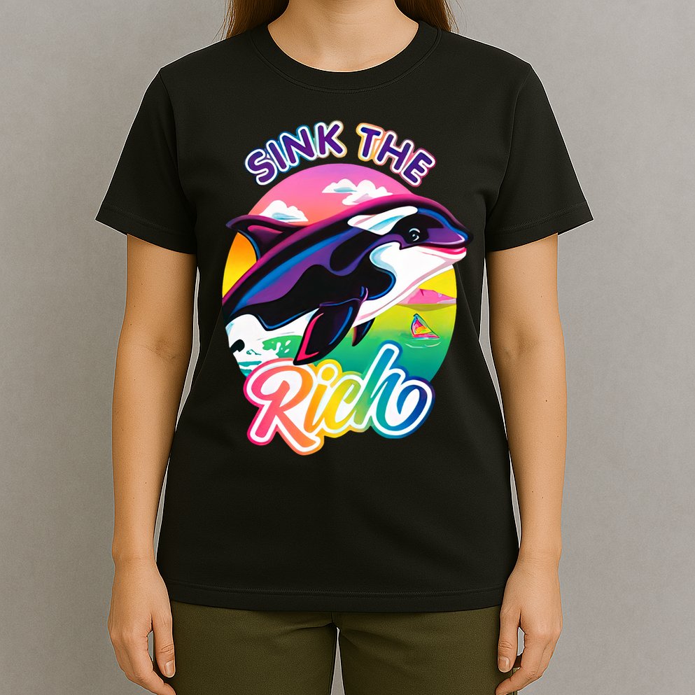 Sink The Rich Gladys Killer Whale The Yacht Sinking Orca Rainbow T-Shirt