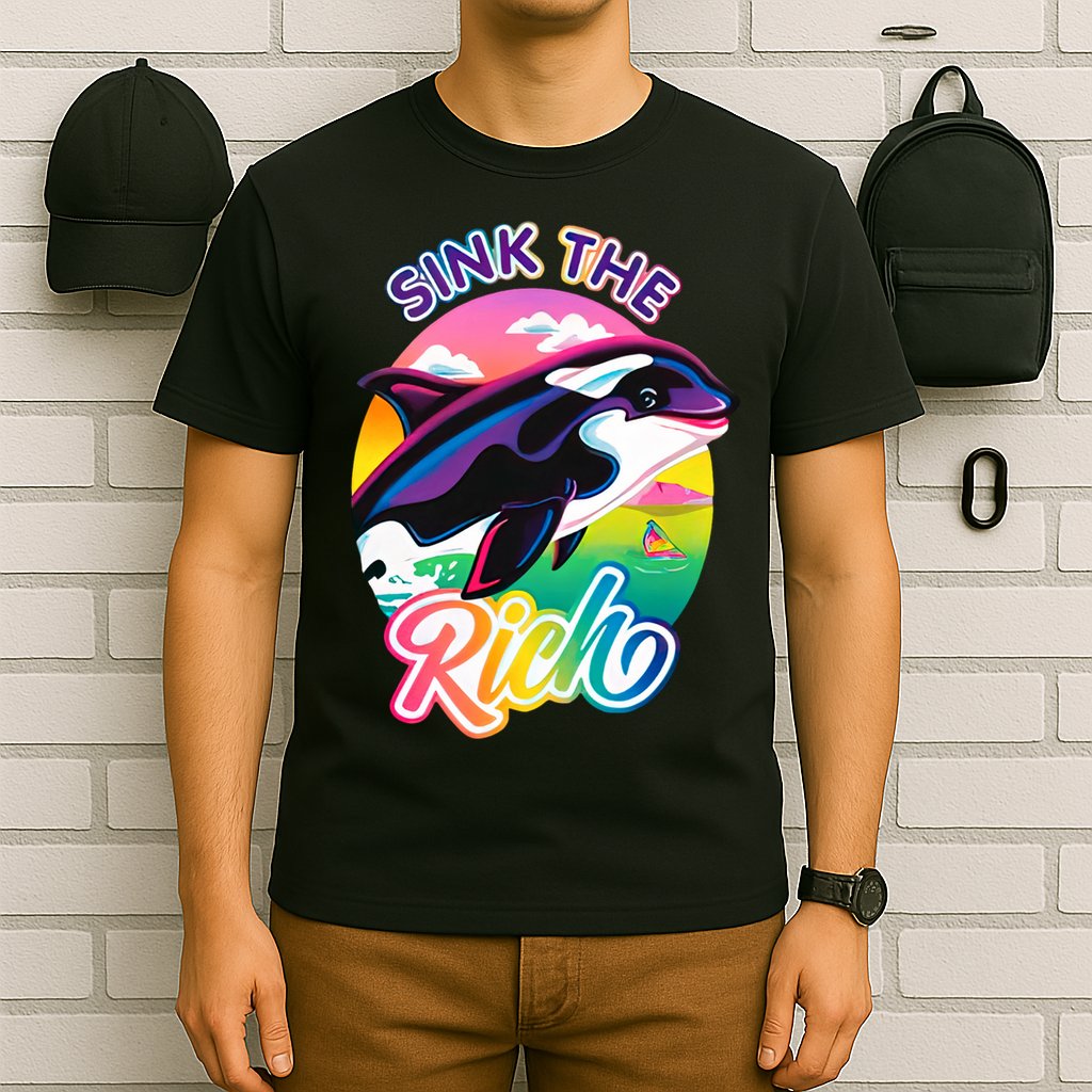 Sink The Rich Gladys Killer Whale The Yacht Sinking Orca Rainbow T-Shirt