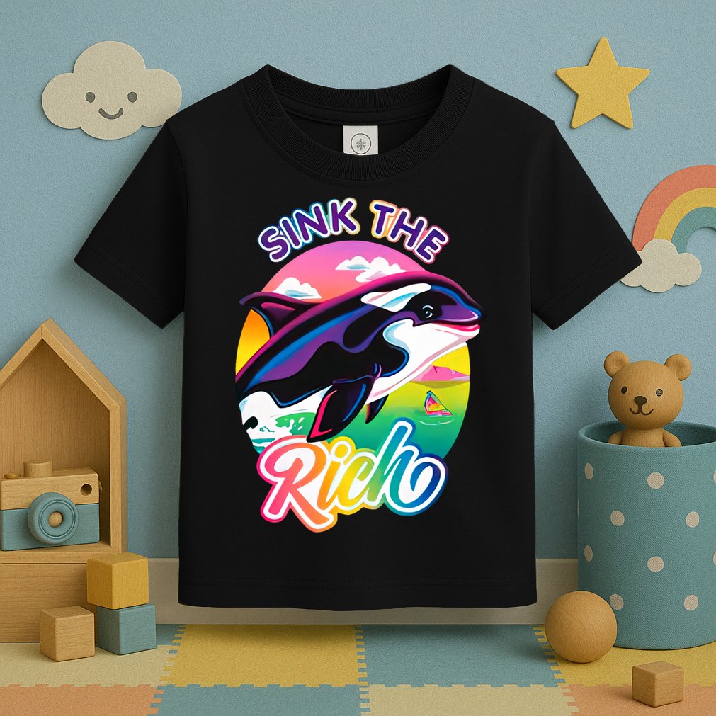 Sink The Rich Gladys Killer Whale The Yacht Sinking Orca Rainbow Toddler T-Shirt