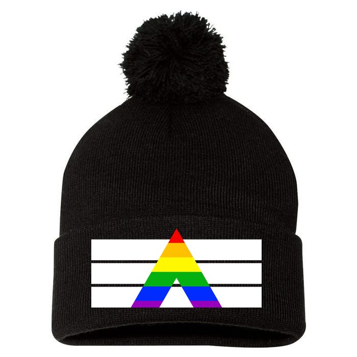 Straight Ally Pride Flag Pom Pom 12in Knit Beanie