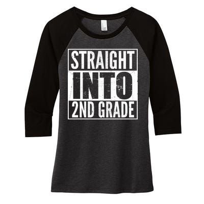 Straight Into 2nd Grade Women's Tri-Blend 3/4-Sleeve Raglan Shirt