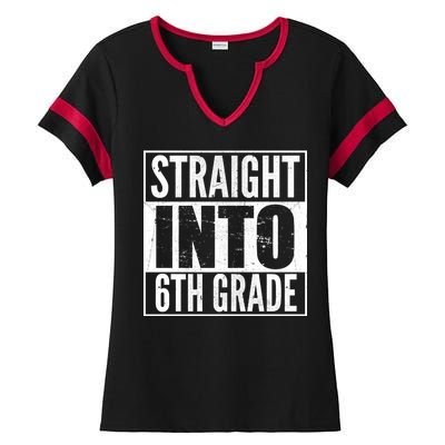 Straight Into 6th Grade Ladies Halftime Notch Neck Tee