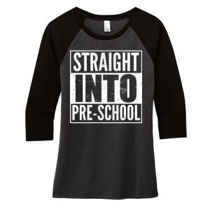 Straight Into Pre-School Women's Tri-Blend 3/4-Sleeve Raglan Shirt