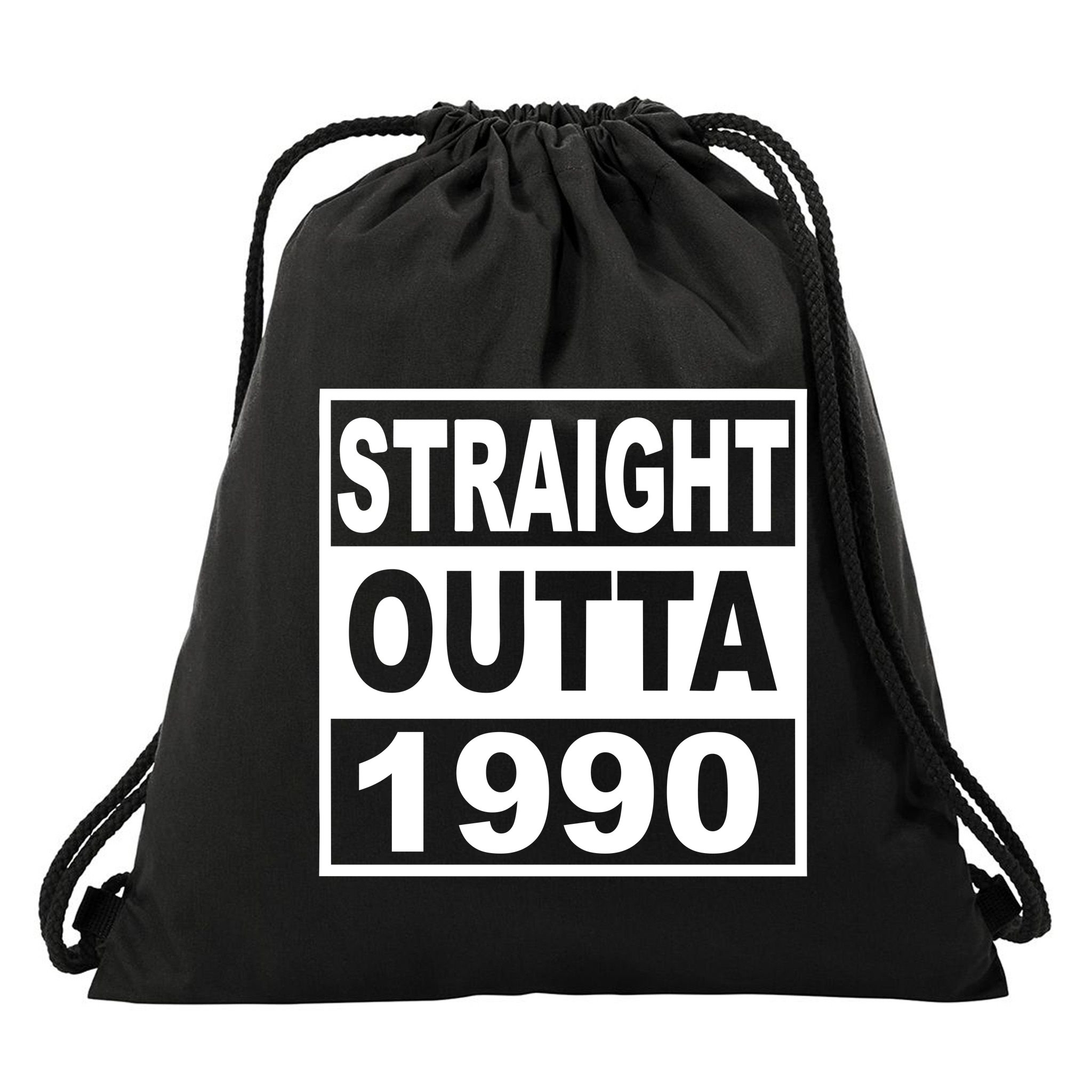 Straight Outta 1990 Funny 30th Birthday Drawstring Bag