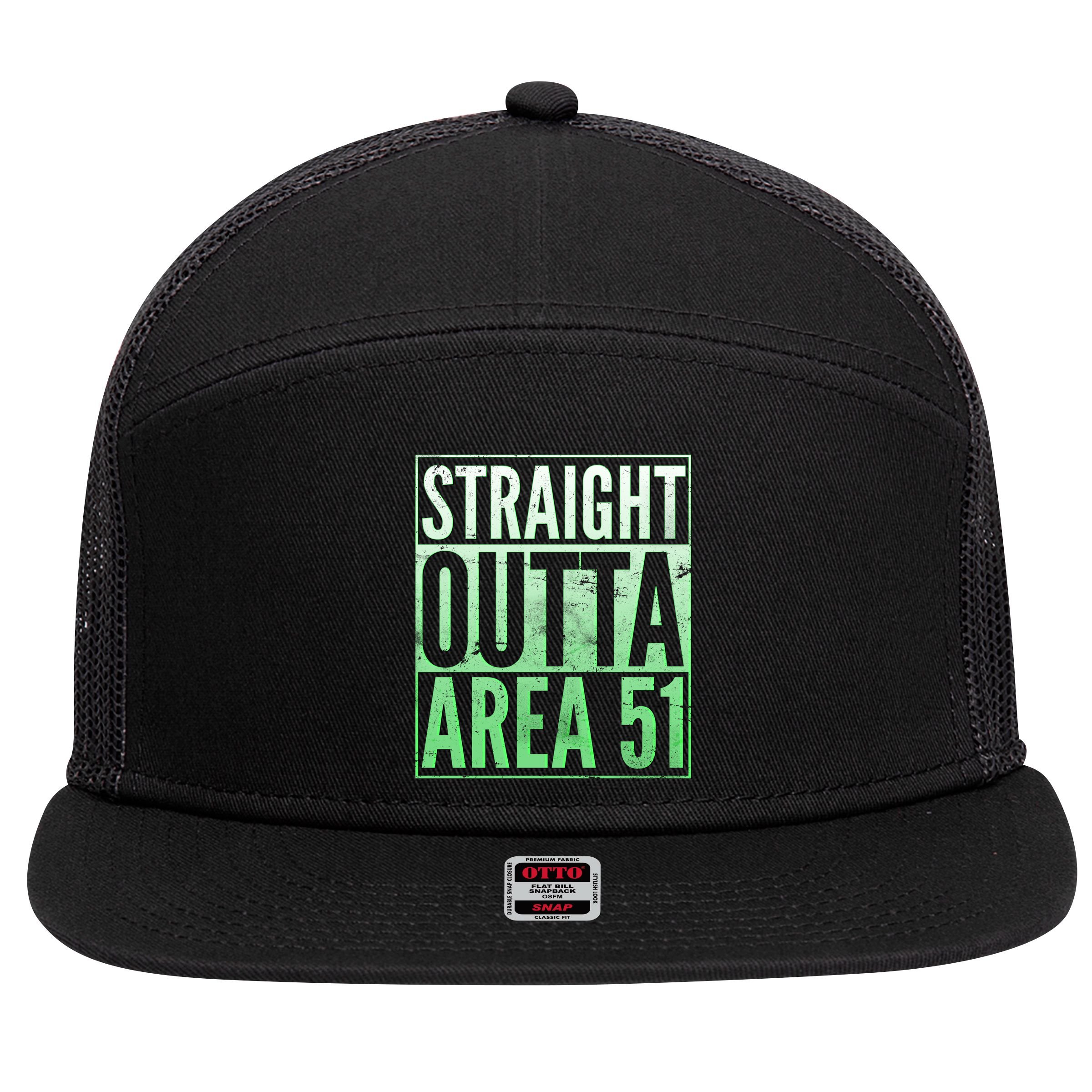 Straight Outta Area 51 7 Panel Mesh Trucker Snapback Hat