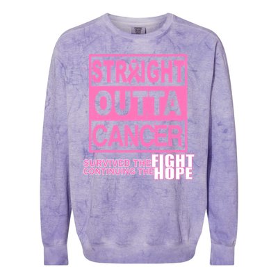 Straight Outta Breast Cancer Fight Hope Colorblast Crewneck Sweatshirt