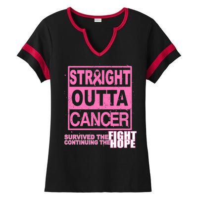 Straight Outta Breast Cancer Fight Hope Ladies Halftime Notch Neck Tee