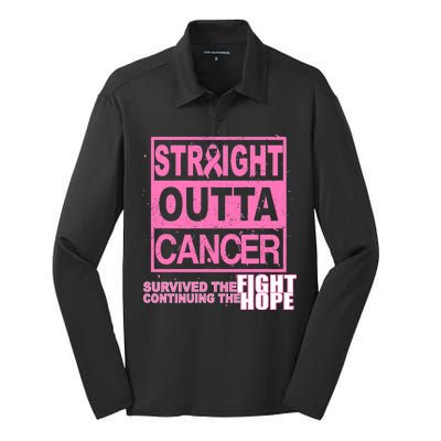 Straight Outta Breast Cancer Fight Hope Silk Touch Performance Long Sleeve Polo