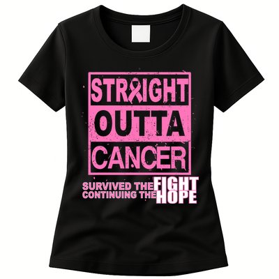 Straight Outta Breast Cancer Fight Hope Womens T-Shirt