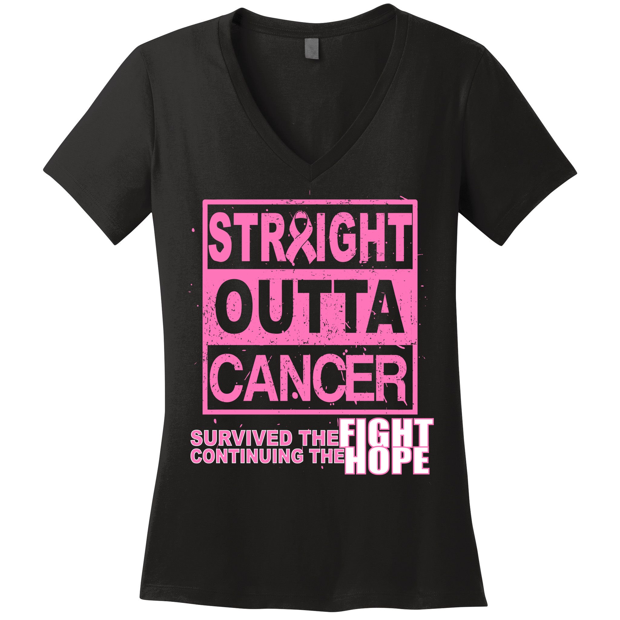 Straight Outta Breast Cancer Fight Hope Women's V-Neck T-Shirt