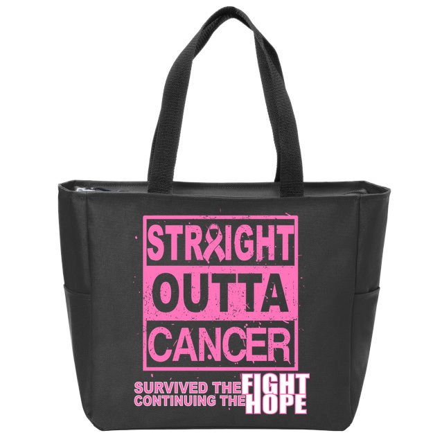 Straight Outta Breast Cancer Fight Hope Zip Tote Bag