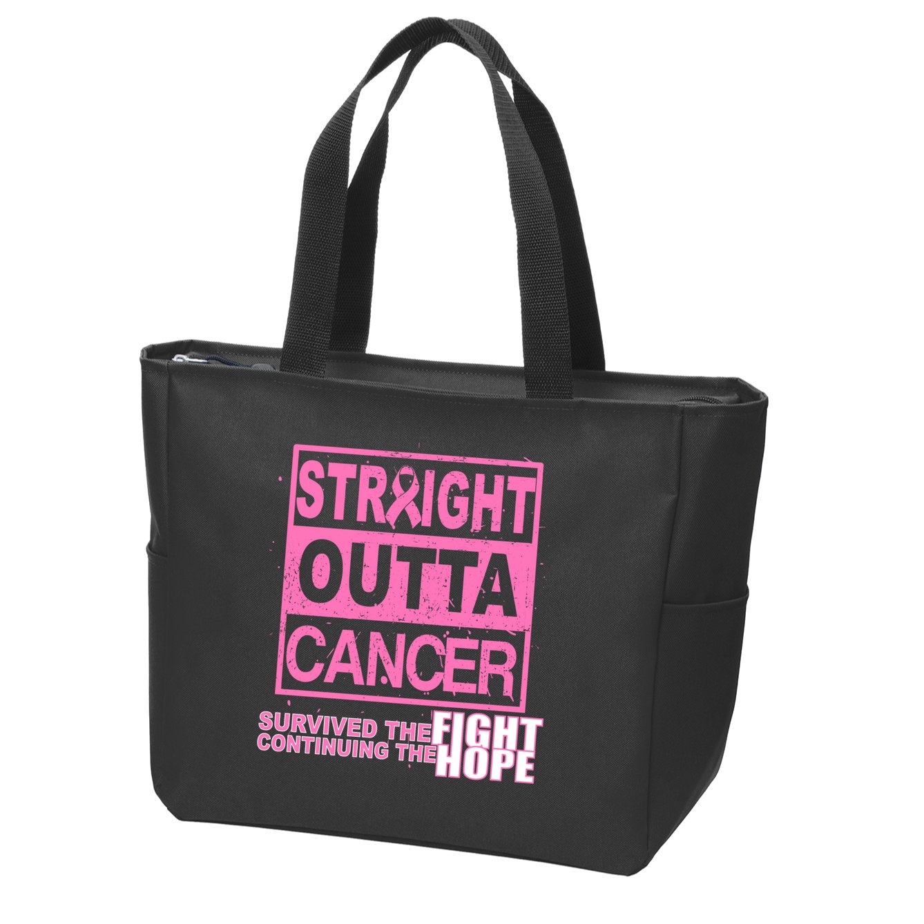 Straight Outta Breast Cancer Fight Hope Zip Tote Bag