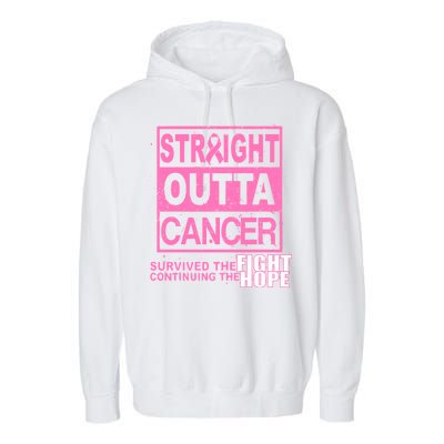 Straight Outta Breast Cancer Fight Hope Garment-Dyed Fleece Hoodie