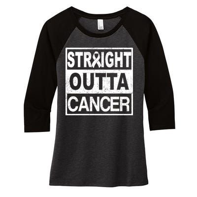 Straight Outta Cancer Women's Tri-Blend 3/4-Sleeve Raglan Shirt