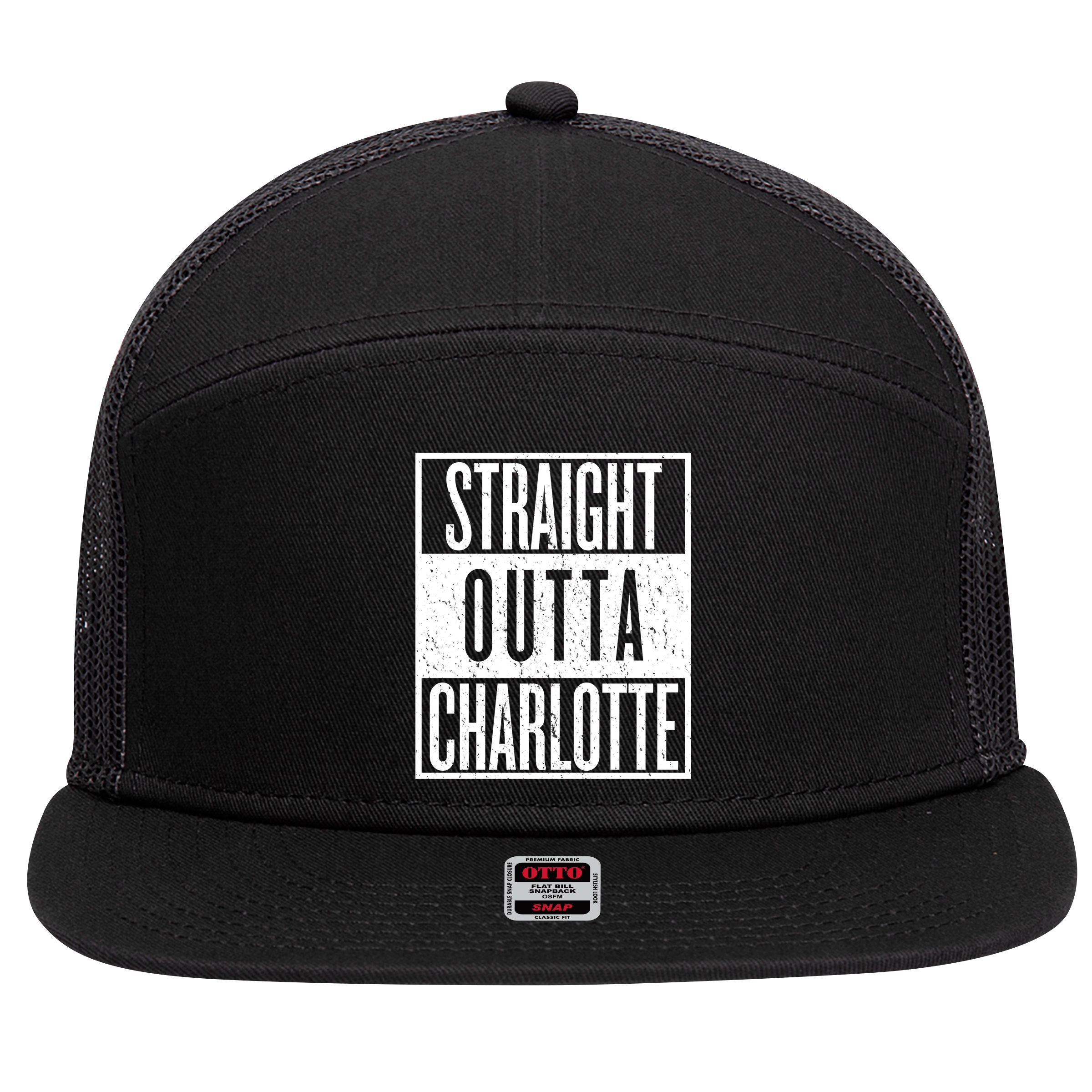 Straight Outta Charlotte 7 Panel Mesh Trucker Snapback Hat
