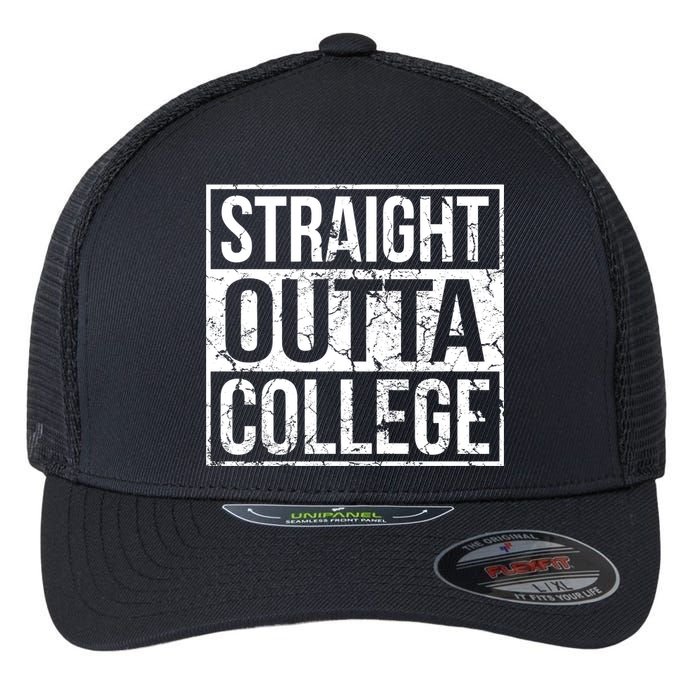 Straight Outta College Funny Senior Graduate Graudation Flexfit Unipanel Trucker Cap