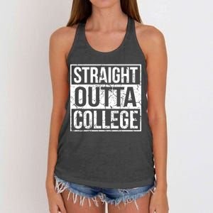 Straight Outta College Funny Senior Graduate Graudation Women's Knotted Racerback Tank