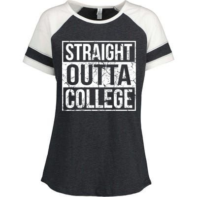 Straight Outta College Funny Senior Graduate Graudation Enza Ladies Jersey Colorblock Tee