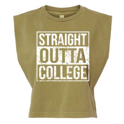 Straight Outta College Funny Senior Graduate Graudation Garment-Dyed Women's Muscle Tee