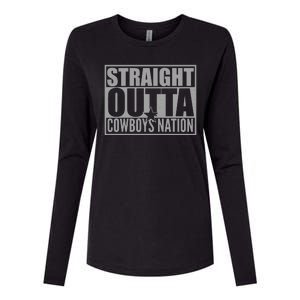 Straight Outta Cowboys Nation Womens Cotton Relaxed Long Sleeve T-Shirt