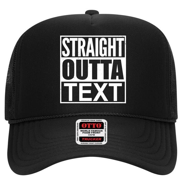 Straight Outta Custom Text Personalized   High Crown Mesh Back Trucker Hat