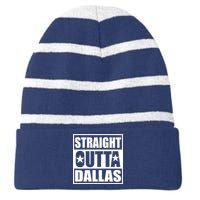 Straight Outta Dallas Texas City Striped Beanie with Solid Band