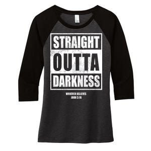 Straight Outta Darkness Women's Tri-Blend 3/4-Sleeve Raglan Shirt