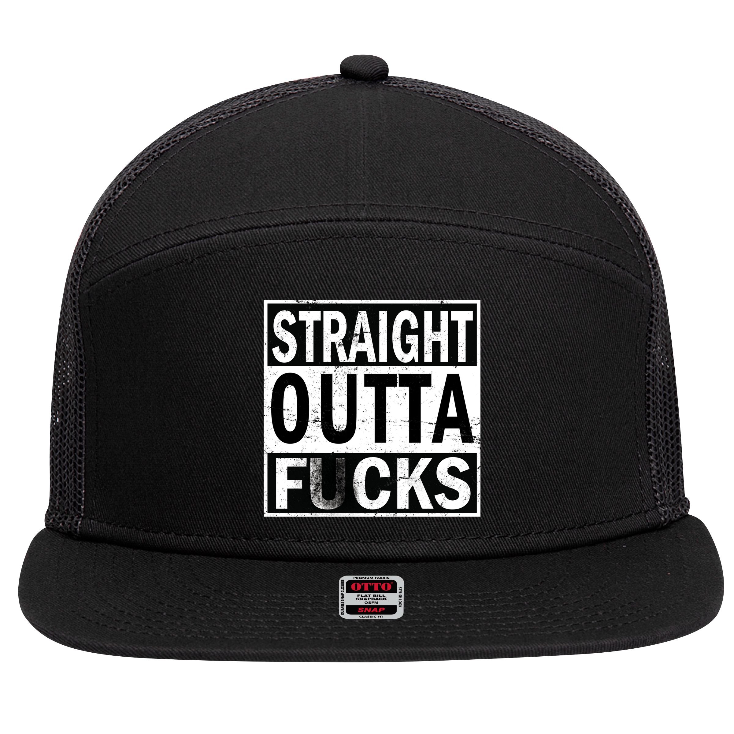 Straight Outta Fucks 7 Panel Mesh Trucker Snapback Hat