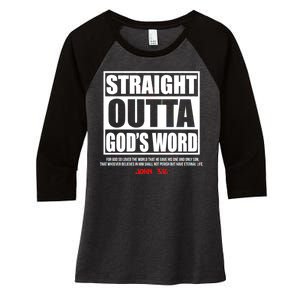 Straight Outta God's Word John 3:16 Women's Tri-Blend 3/4-Sleeve Raglan Shirt