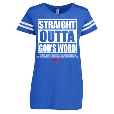 Straight Outta God's Word John 3:16 Enza Ladies Jersey Football T-Shirt