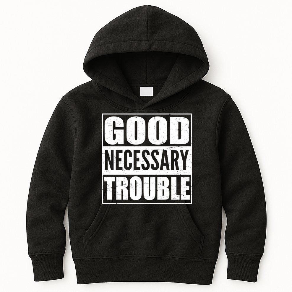 Straight Outta Good Necessary Trouble Kids Hoodie