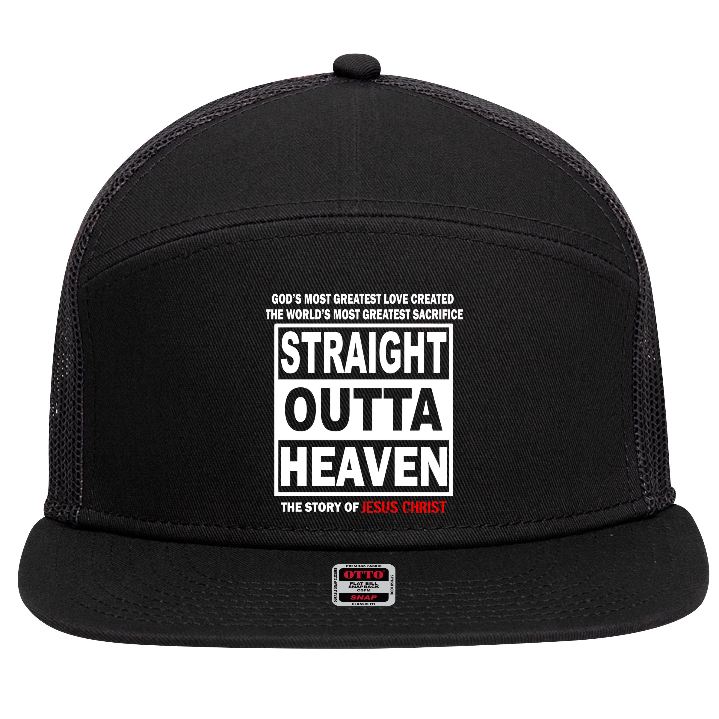 Straight Outta Heaven 7 Panel Mesh Trucker Snapback Hat