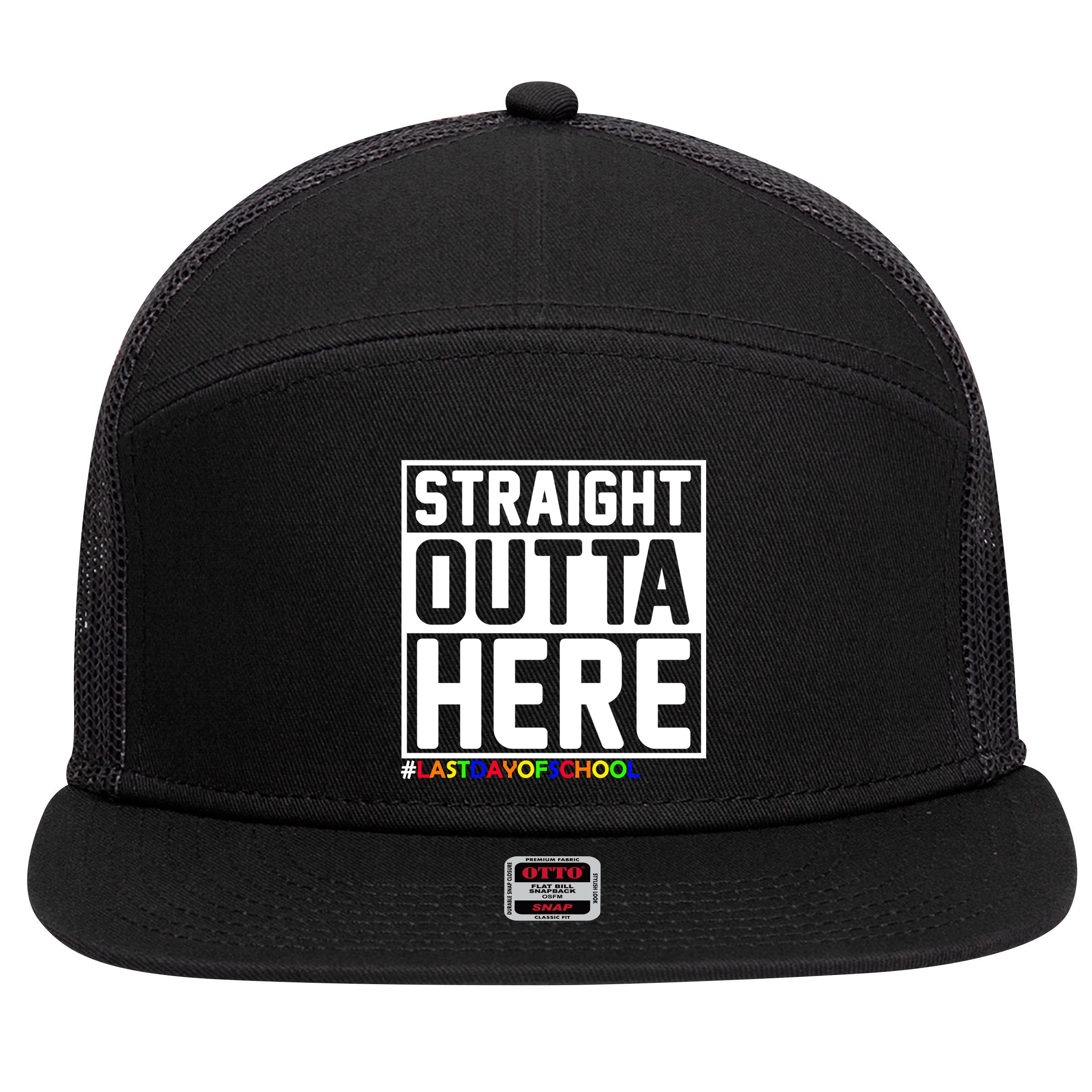 Straight Outta Here Graduation 7 Panel Mesh Trucker Snapback Hat