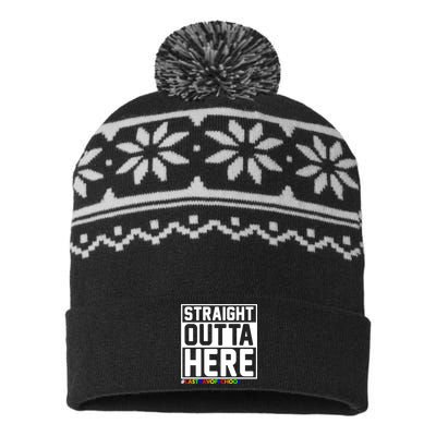 Straight Outta Here Graduation USA-Made Snowflake Beanie