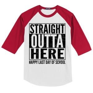 Straight Outta Here Happy Last Day Of School Kids Colorblock Raglan Jersey