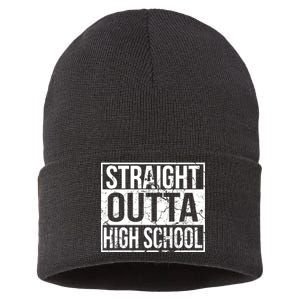 Straight Outta High School Funny Senior Graduate Graudation Sustainable Knit Beanie