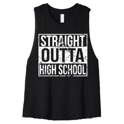 Straight Outta High School Funny Senior Graduate Graudation Women's Racerback Cropped Tank