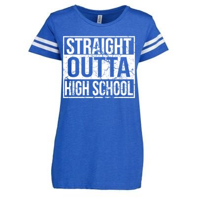 Straight Outta High School Funny Senior Graduate Graudation Enza Ladies Jersey Football T-Shirt