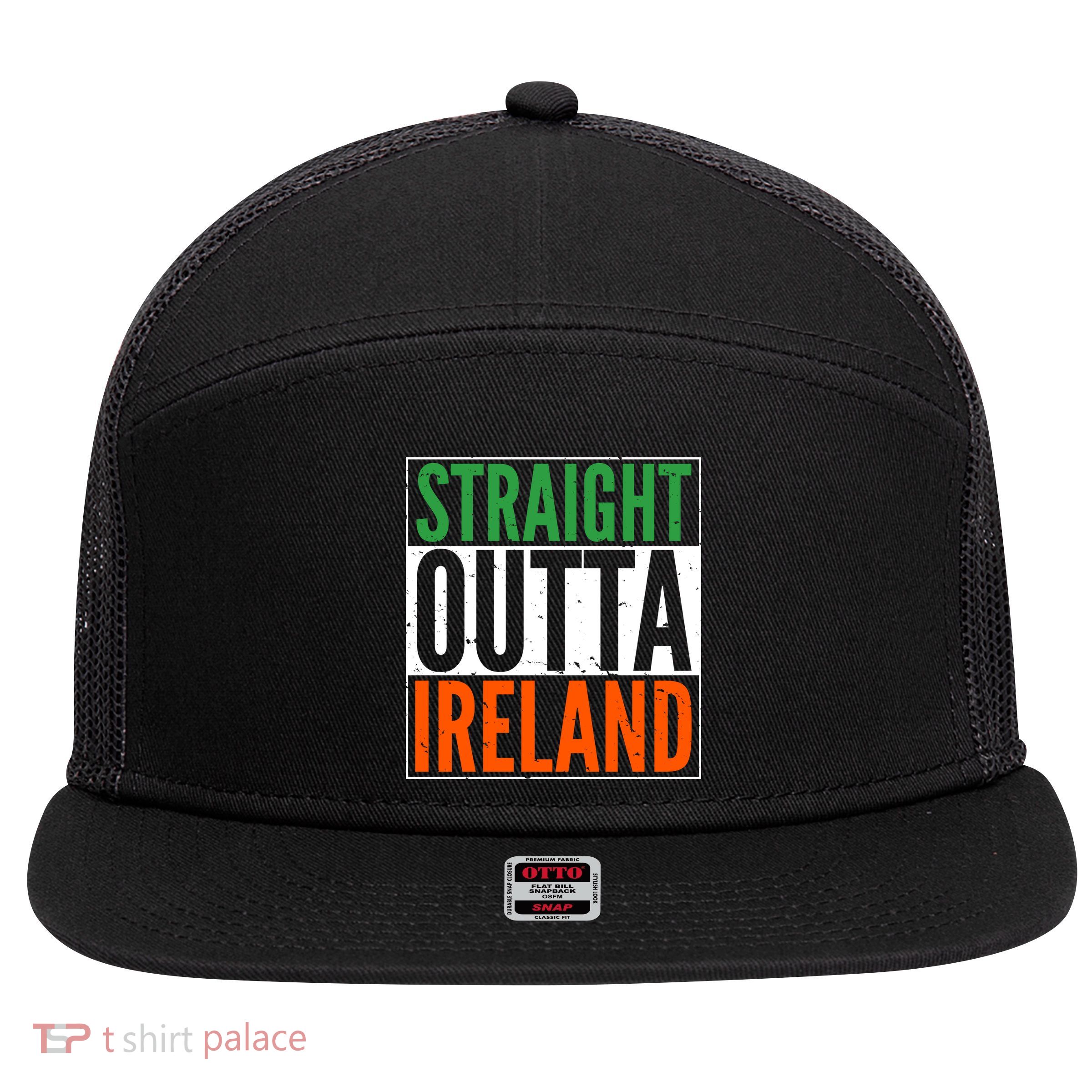 Straight Outta Ireland St. Patrick's Day Irish 7 Panel Mesh Trucker Snapback Hat