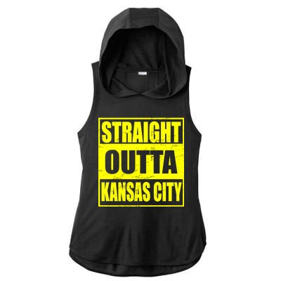 Straight Outta Kansas City Ladies PosiCharge Tri-Blend Wicking Draft Hoodie Tank