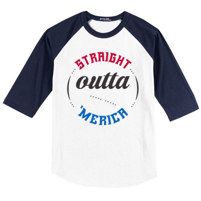 Straight Outta Merica Baseball Sleeve Shirt