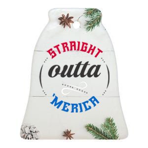 Straight Outta Merica Ceramic Bell Ornament