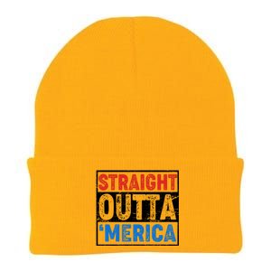 Straight Outta Merica Fourth of July Knit Cap Winter Beanie